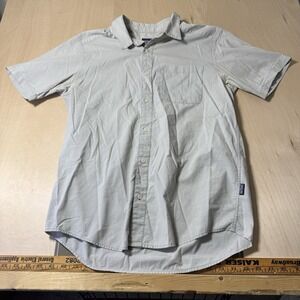 Patagonia Organic Cotton‎ Mens Gray Plain Button Down Shirt Short Sleeve Xl